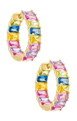 Adina's Jewels Pastel Baguette Hoops in Metallic Gold.