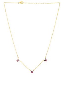 Adina's Jewels Pastel Crystal Butterfly Necklace in Metallic Gold.