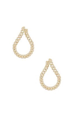 Adina's Jewels Pave Curb Chain Oval Drop Earrings in Metallic Gold.