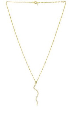 Adina's Jewels Pave Snake Drop Necklace in Metallic Gold.