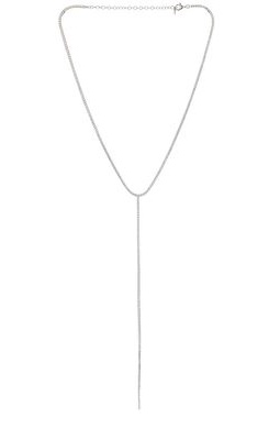 Adina's Jewels Tennis Lariat Necklace in Metallic Silver.