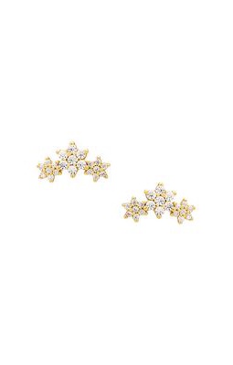 Adina's Jewels Triple Flower Stud Earrings in Metallic Gold.