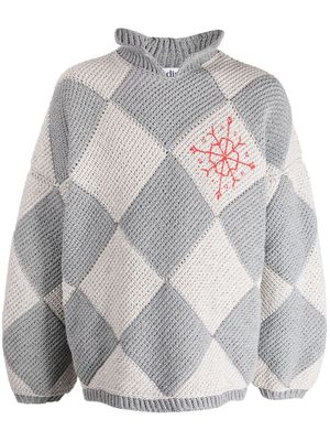 Adish Iota argyle-knit polo jumper - Grey