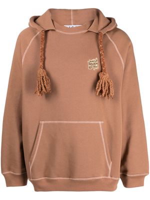 Adish Lakiya logo-embroidered hoodie - Brown