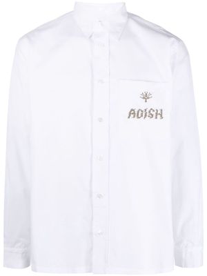 Adish logo-embroidered cotton shirt - White