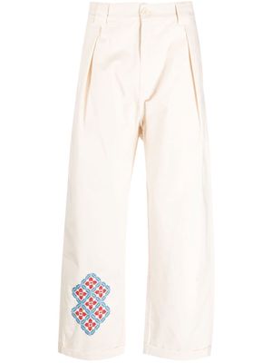 Adish wide-leg graphic-detail trousers - Neutrals