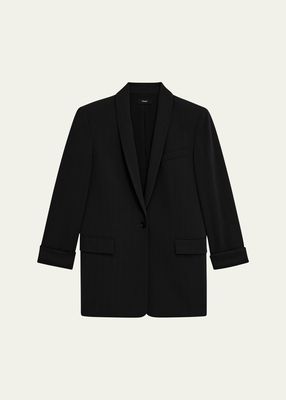 Admiral Crepe Relaxed Shawl-Collar Blazer