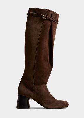 Admiral Suede Buckle Knee Boots