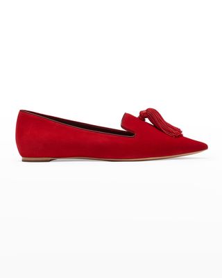 adore tassel pointed suede flats