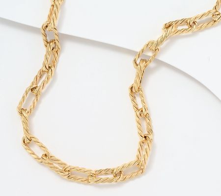Adorna 14K Gold Textured Paperclip 18" Necklace, 13.3g
