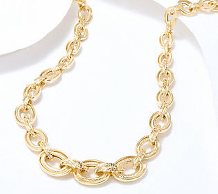 Adorna 14K Gold Textured Rolo Graduated Link 18" Necklace