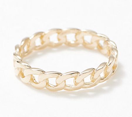 Adorna Paperclip or Curb Link Ring, 14K Gold
