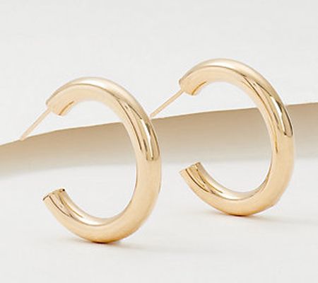Adorna Polished Hoop 1.25" Earrings, 14K Gold