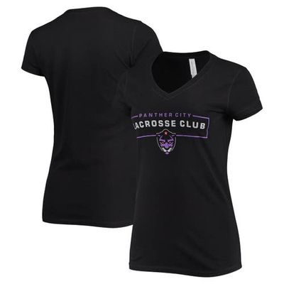 ADPRO Sports Women's Black Panther City Lacrosse Club Primary Logo V-Neck T-Shirt