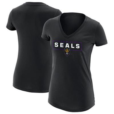 ADPRO Sports Women's Black San Diego Seals Primary Logo V-Neck T-Shirt