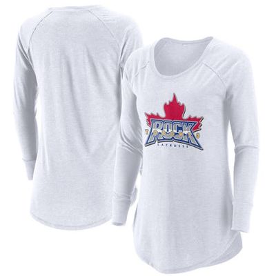 ADPRO Sports Women's White Toronto Rock Primary Logo Tri-Blend Long Sleeve T-Shirt