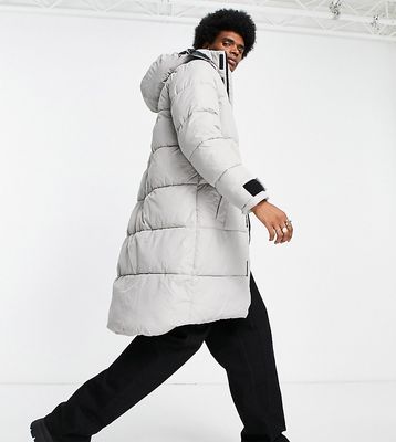 ADPT long puffer jacket with hood in gray