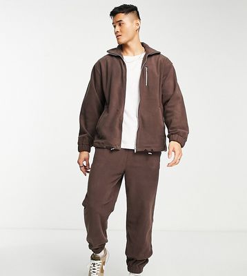 ADPT loose fit fleece sweatpants in chocolate-Brown