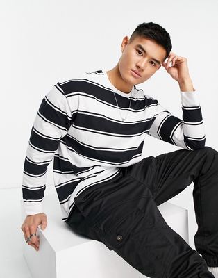 ADPT oversized long sleeve stripe t-shirt in black & white