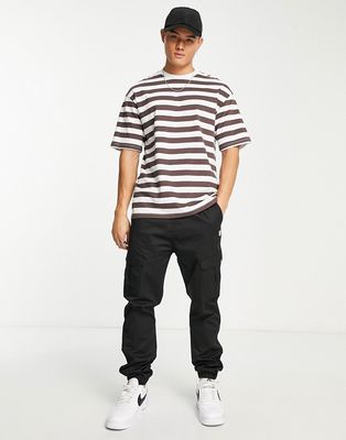 ADPT oversized striped T-shirt in brown