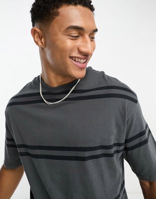 ADPT oversized T-shirt in gray stripe