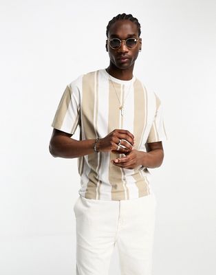 ADPT oversized t-shirt in white with beige stripe