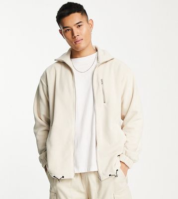 ADPT oversized zip through fleece with technical details in oatmeal-Neutral