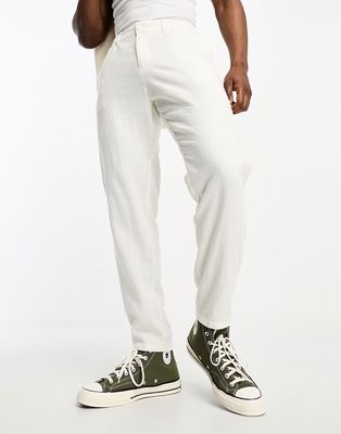 ADPT relaxed fit suit pants in off white linen