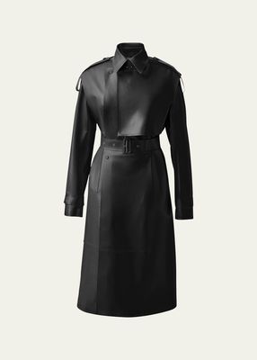 Adriana Belted Leather Trench Coat