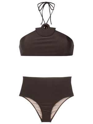 Adriana Degreas appliqué-detail bikini - Brown