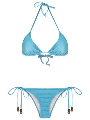 Adriana Degreas bead-embellished bikini - Blue