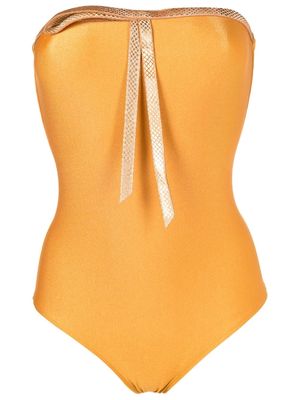 Adriana Degreas bow-detail bandeau swimsuit - Orange