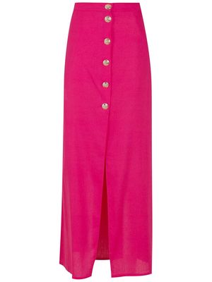 Adriana Degreas buttoned-up stretch-linen full skirt - Pink
