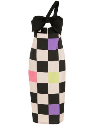Adriana Degreas checkerboard-print bandeau dress - Multicolour