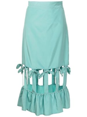 Adriana Degreas Cherry Bomb bow-detail straight skirt - Blue