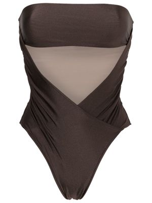 Adriana Degreas cut-out detailing strapless swimsuit - Brown