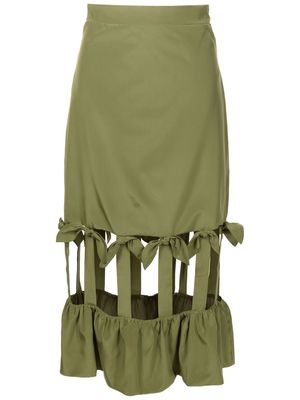 Adriana Degreas cut-out silk midi skirt - Green