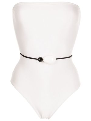 Adriana Degreas Deco bead-detailing strapless swimsuit - White