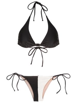 Adriana Degreas Deco two-tone triangle bikini - Black