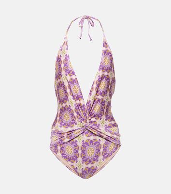 Adriana Degreas Exotic Coral printed halterneck swimsuit