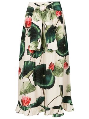 Adriana Degreas floral-patterned front-tie midi skirt - Multicolour