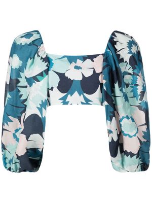 Adriana Degreas floral-print cropped top - Blue