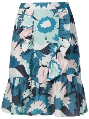 Adriana Degreas floral-print high-waist skirt - Blue