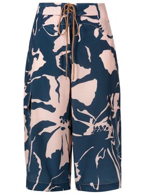 Adriana Degreas floral-print silk bermuda shorts - Blue