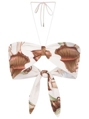 Adriana Degreas graphic-print cropped top - Neutrals