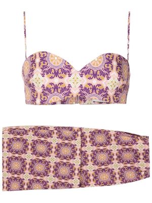 Adriana Degreas graphic-print maxi skirt set - Purple