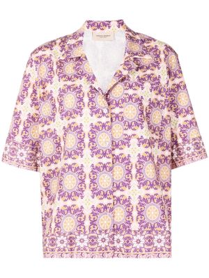 Adriana Degreas graphic-print notched-lapels shirt - Purple