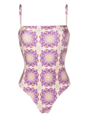 Adriana Degreas graphic-print square-neck swimsuit - Purple