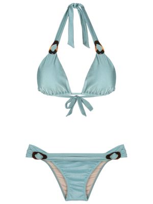 Adriana Degreas halterneck triangle bikini - Blue