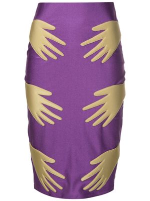 Adriana Degreas hand-appliqué pencil skirt - Purple